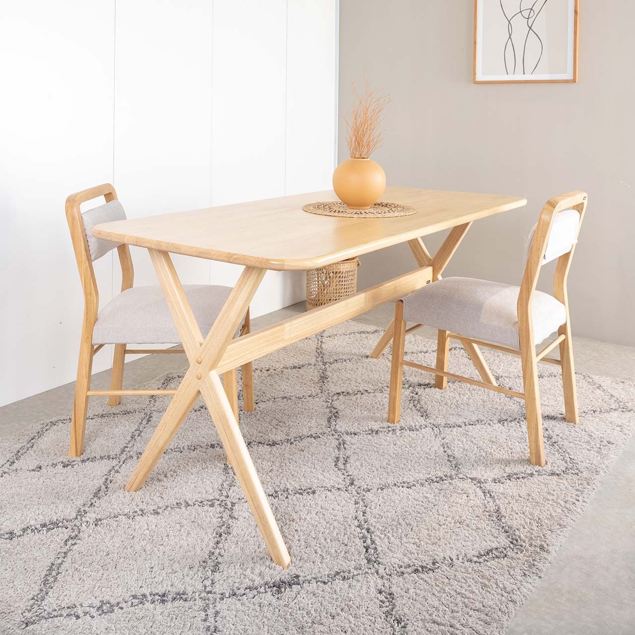 Bộ Bàn Ăn Gỗ Cao Su Tự Nhiên MOHO VLINE 602 (75cm)