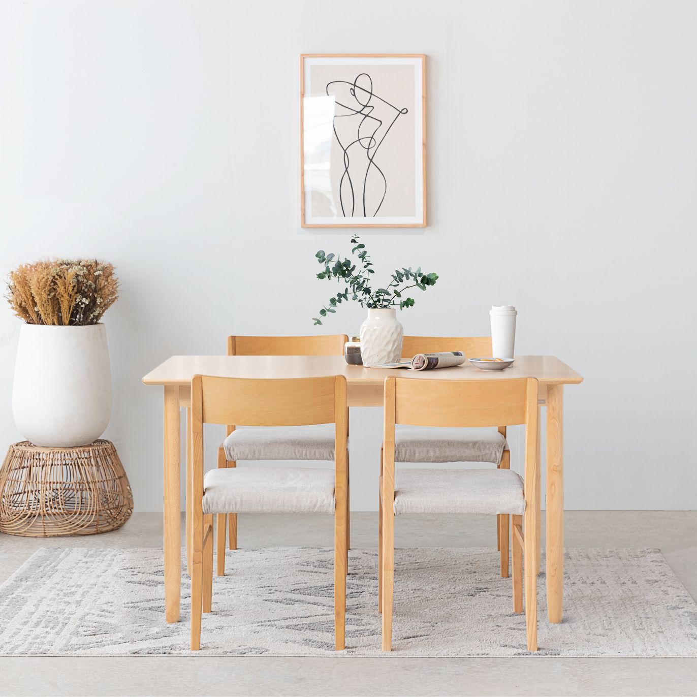 Bộ Bàn Ăn 4 Ghế Gỗ MOHO MILAN 901 (1m25)