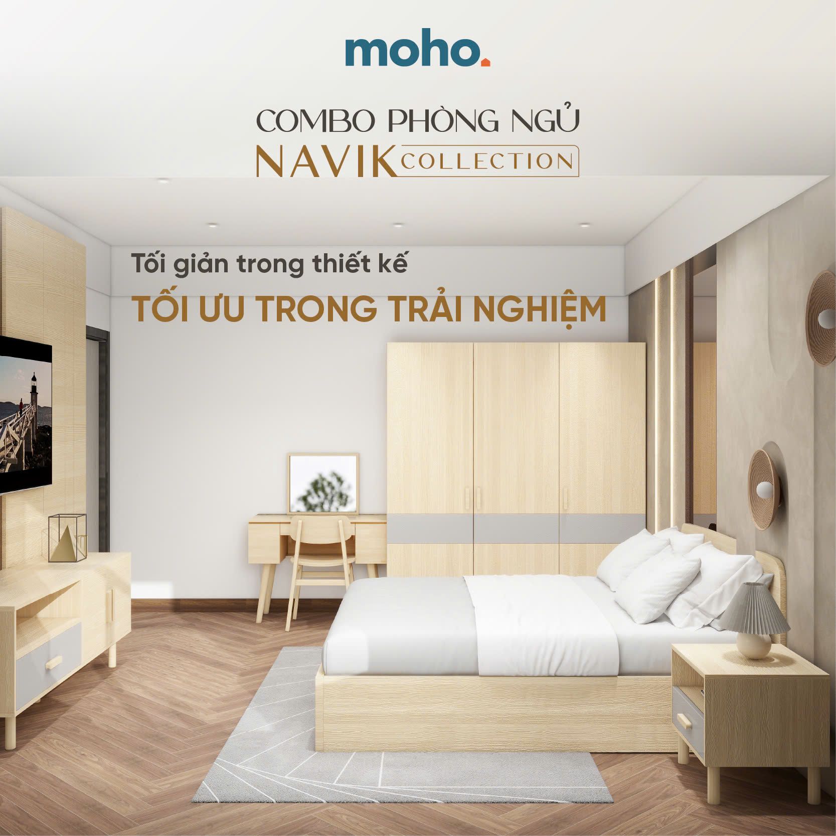 Giường Ngủ Gỗ MOHO NARVIK 201 1m6 2 Màu