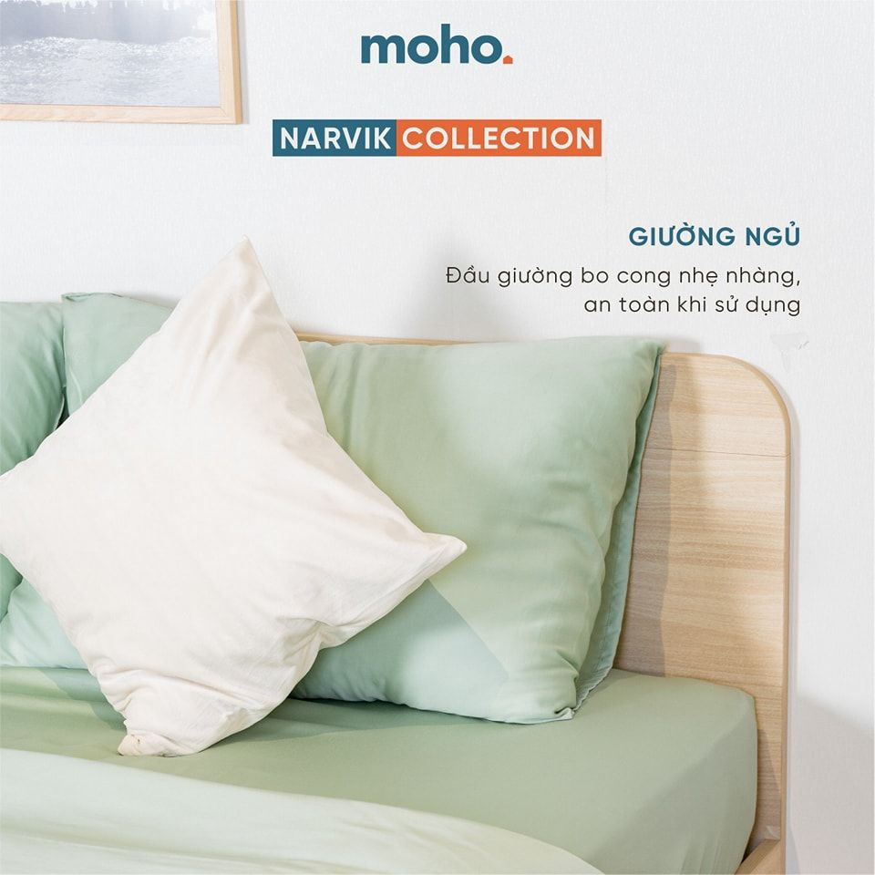 Giường Ngủ Gỗ MOHO NARVIK 201 1m6 2 Màu