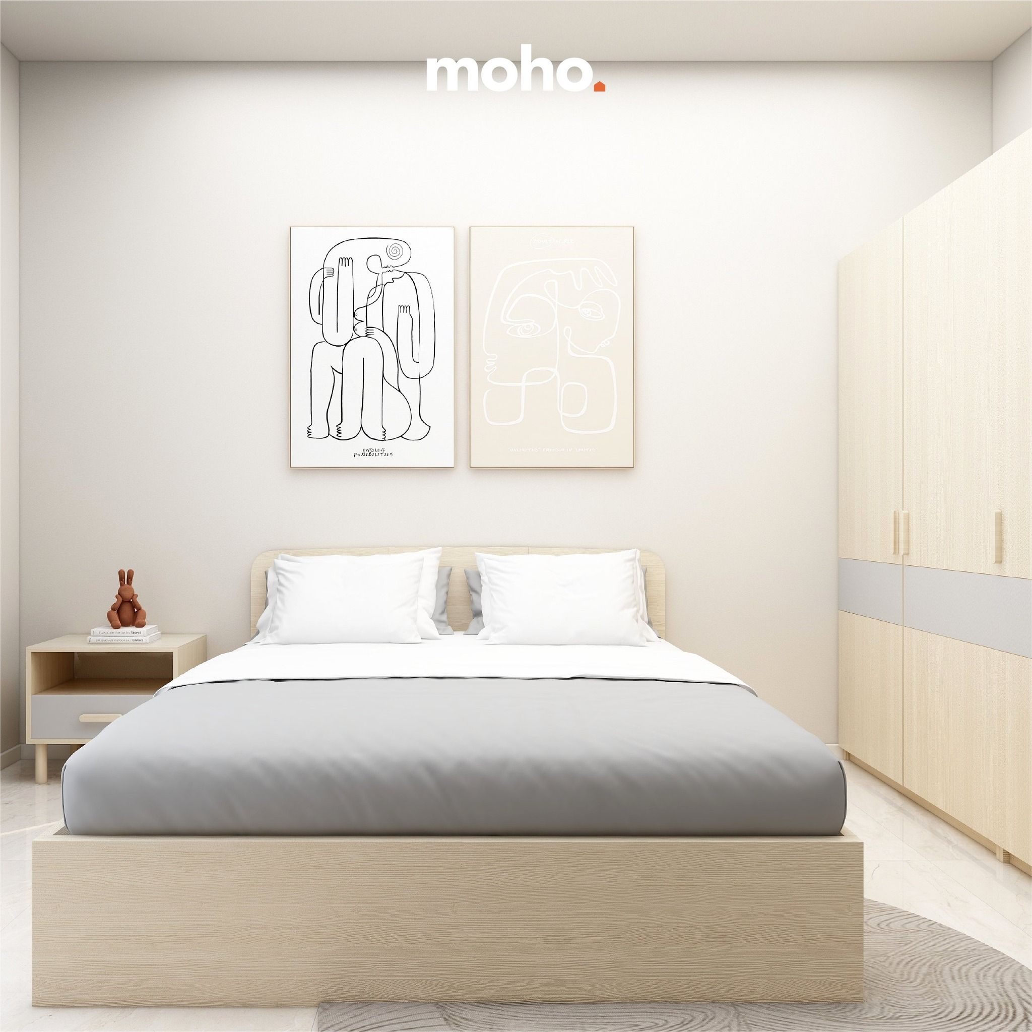 Giường Ngủ Gỗ MOHO NARVIK 201 1m6 2 Màu