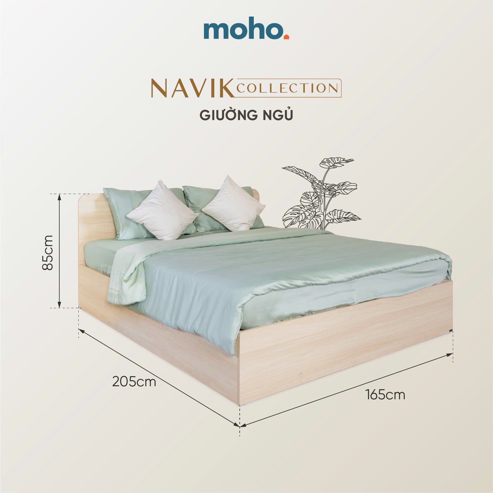 Giường Ngủ Gỗ MOHO NARVIK 201 1m6 2 Màu