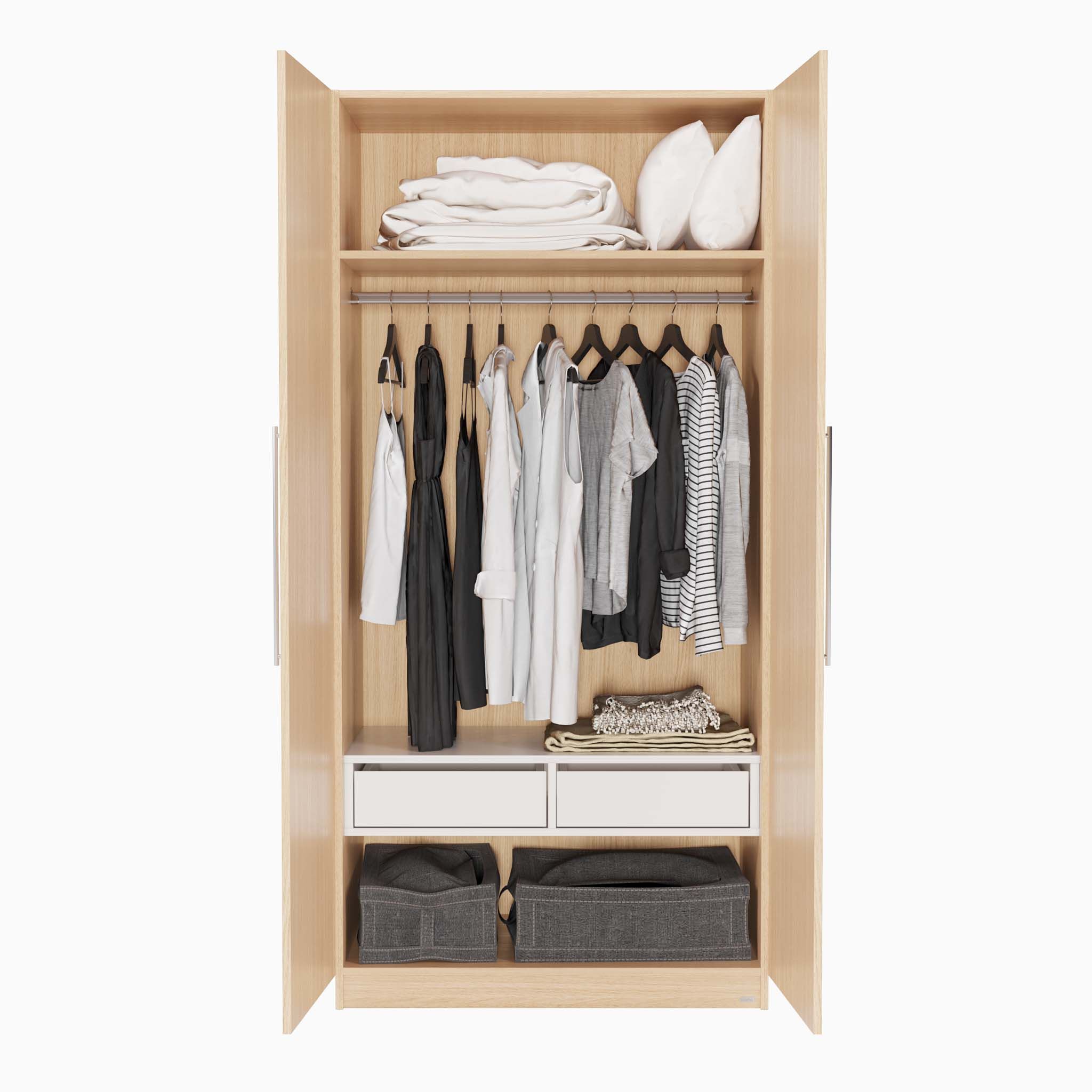 Tủ Quần Áo Gỗ 2 Cánh MOHO VIENNA Tay Nắm 201 4 Màu