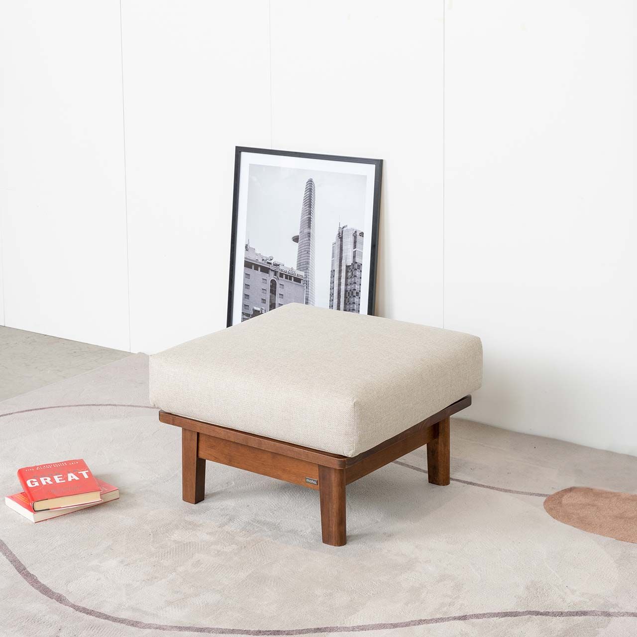 Ghế Đôn Sofa Gỗ Cao Su Tự Nhiên MOHO VLINE 601
