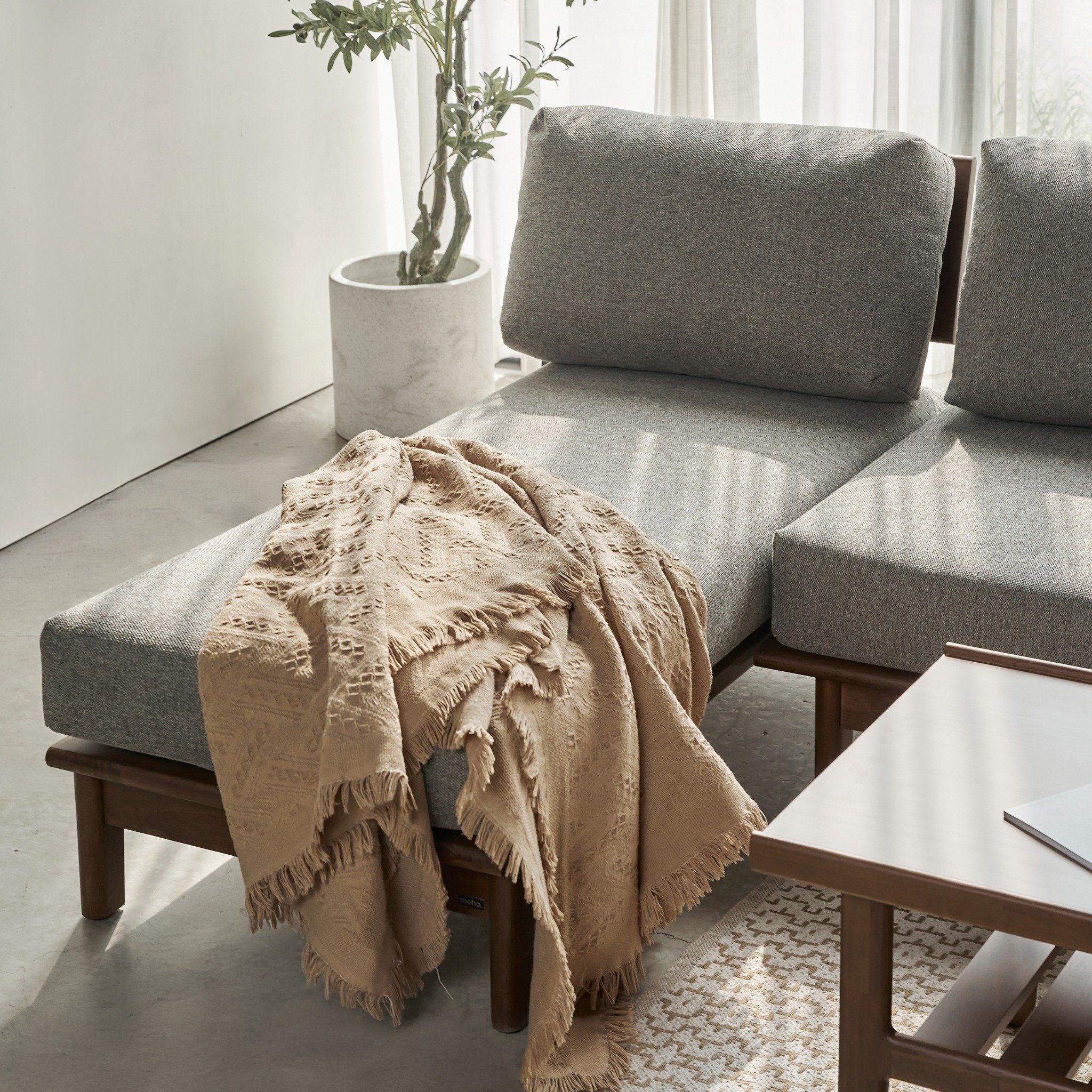Ghế sofa góc MOHO VLINE 601 màu xám đậm