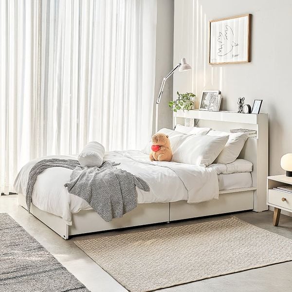 Giường Ngủ Có Hộc & Ổ Điện MOHO VIENNA - MÀU TRẮNG