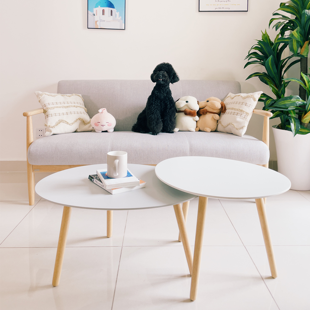 Bàn Sofa – Bàn Cafe – Bàn Trà Gỗ Cao Su MOHO MILAN 601 Xám