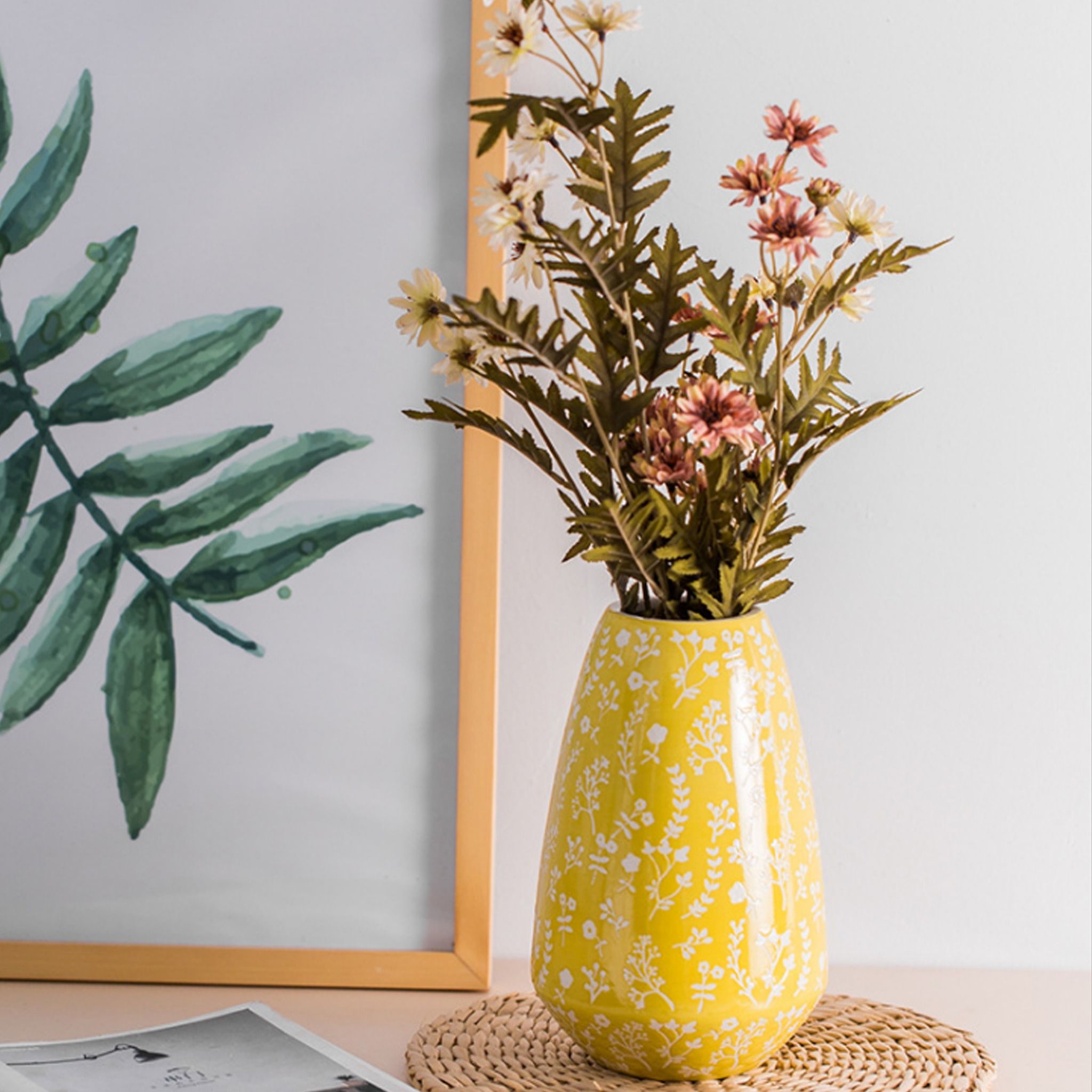 Bình Hoa Gốm Sứ Vintage Ceramic - Vàng 02