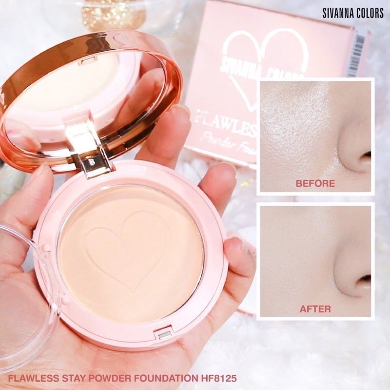 Phấn Nền Phấn Nền Dạng Nén Che Phủ Hoàn Hảo  Sivanna Colors Flawless Stay Powder Foudation 10g