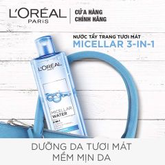 Nước Tẩy Trang Loreal 3 in 1 Micellar Water Refreshing 400ml (xanh nhạt)