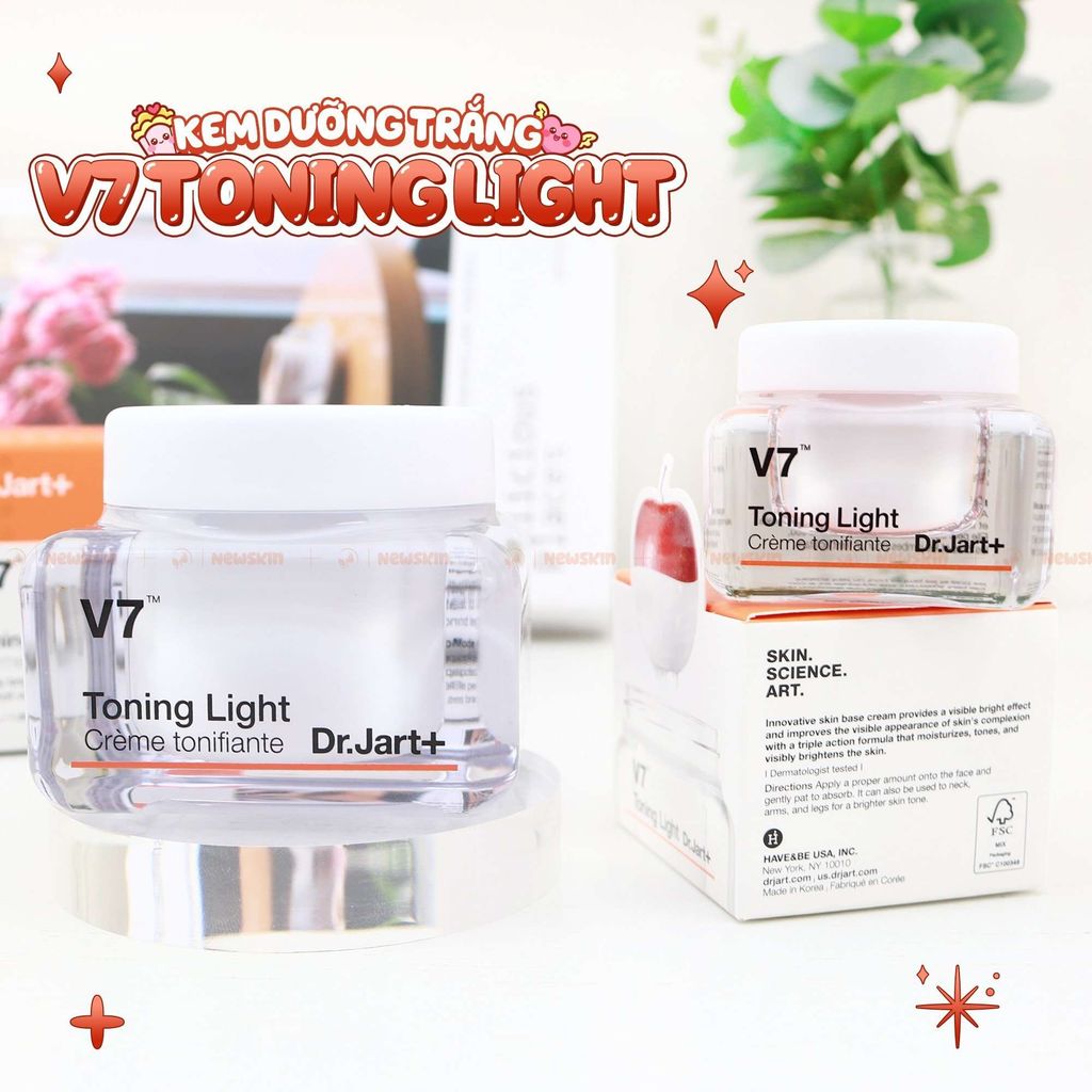 Kem Dưỡng Trắng, Trị Thâm Mụn, Nám Da, Tái Tạo Da Dr.Jart+ V7 Toning Light