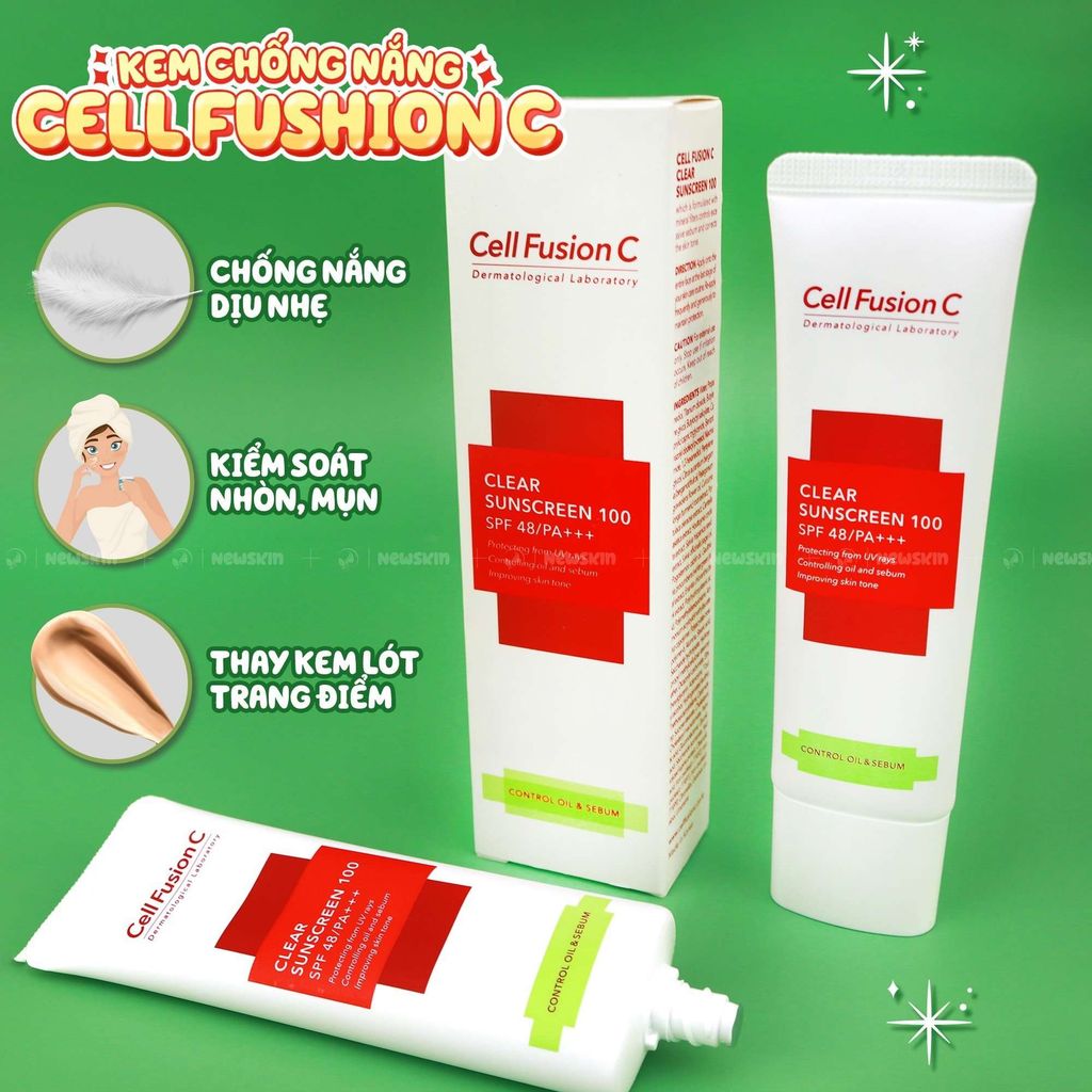 Kem Chống Nắng Cell Fusion C Clear Sunscreen 100 SPF48 PA+++ 50ml - Control Oil & Sebum