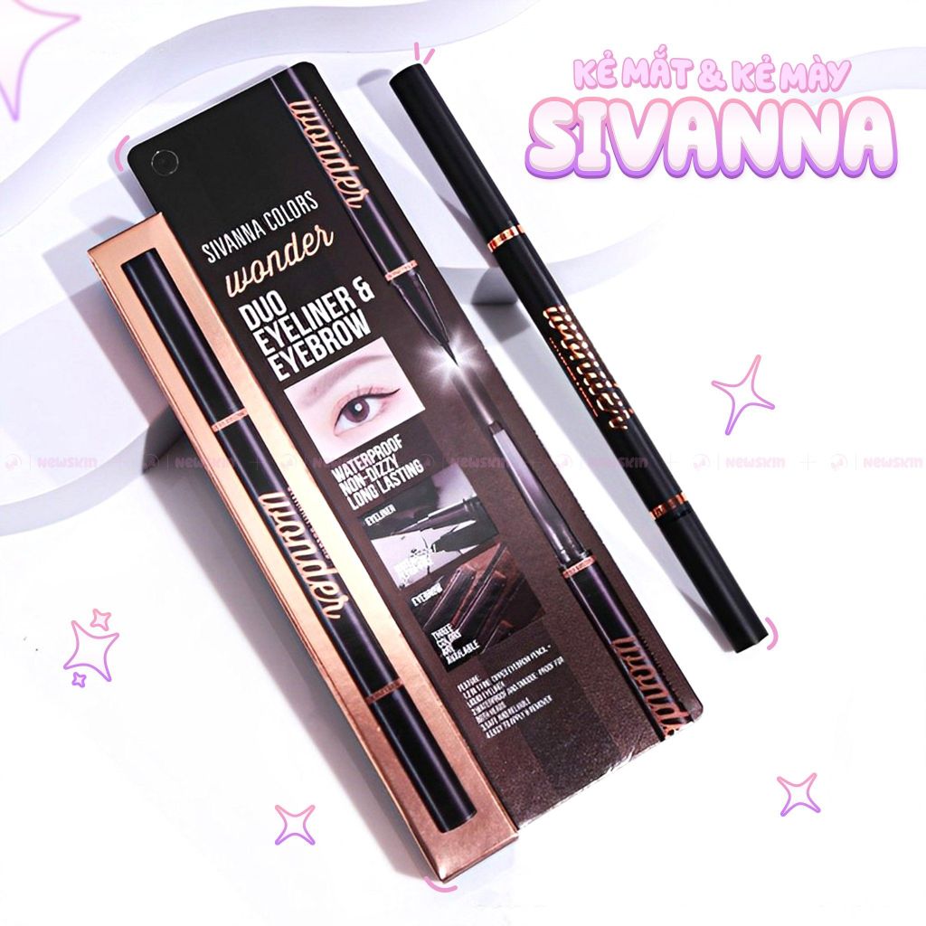 Bút kẻ mắt và Chì kẻ mày 2in1 Sivanna Color Wonder Duo Eyeliner & Eyebrow HF9038