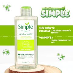 Nước Tẩy trang Simple Micellar Cleansing Water (removes make up) 200ml