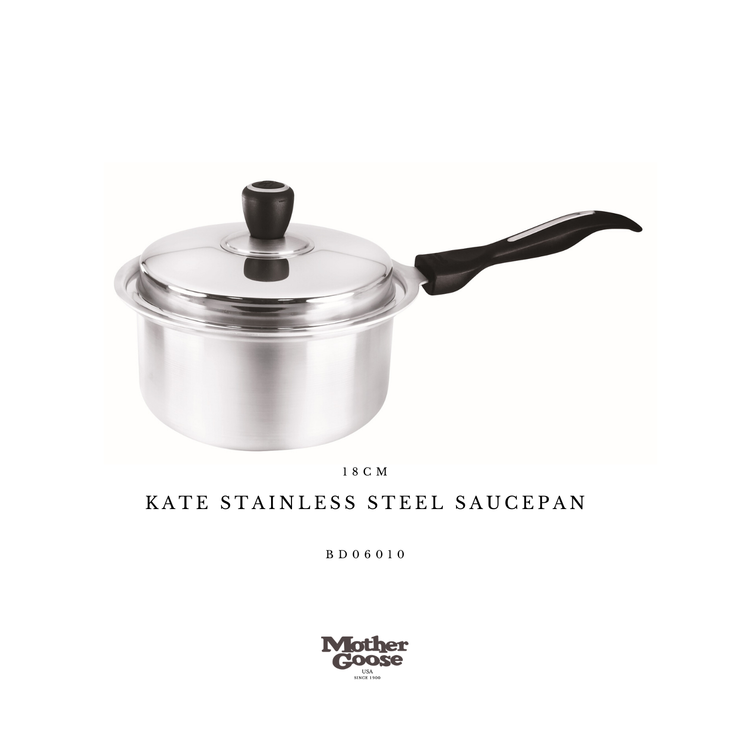 KATE STAINLESS STEEL SAUCEPAN 18CM