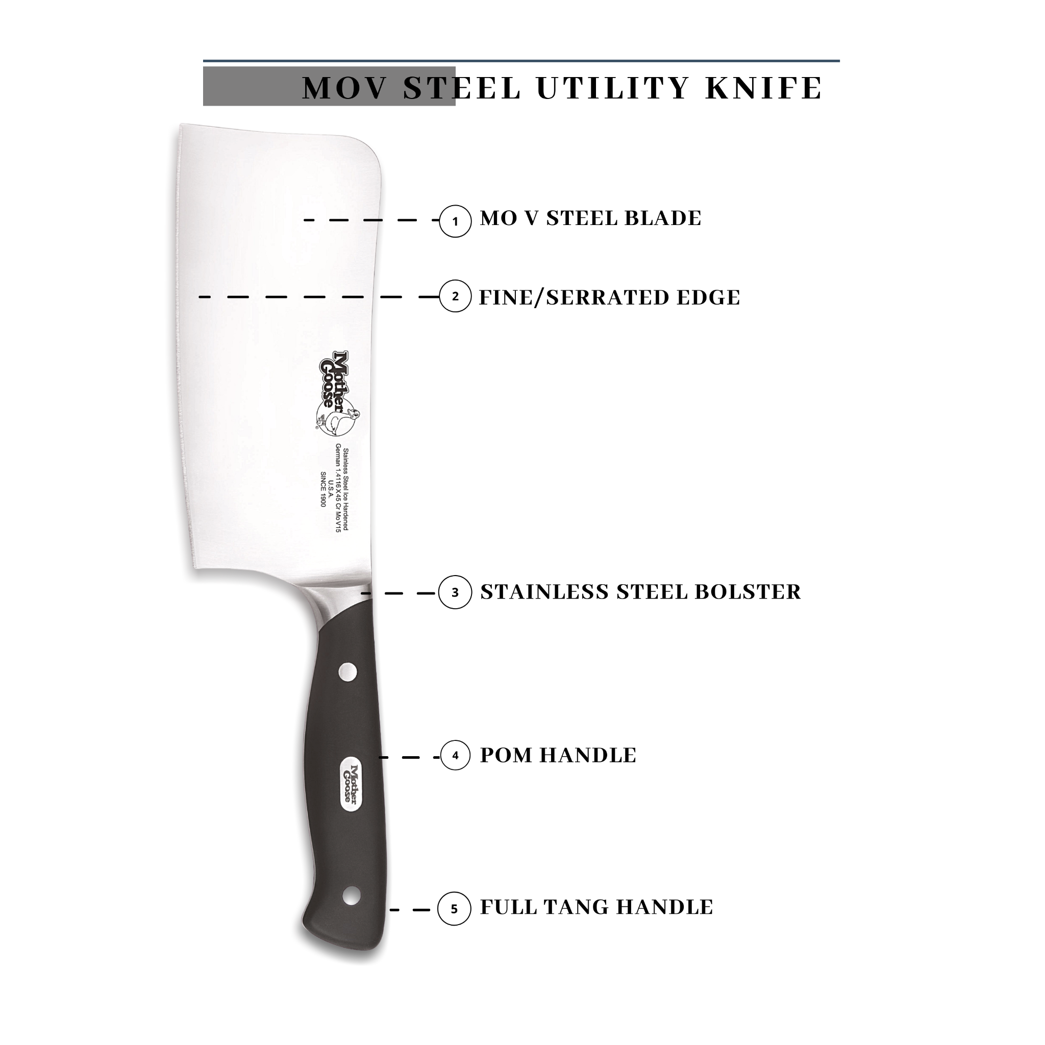  MOV STEEL CLEAVER 6.5 INCH 