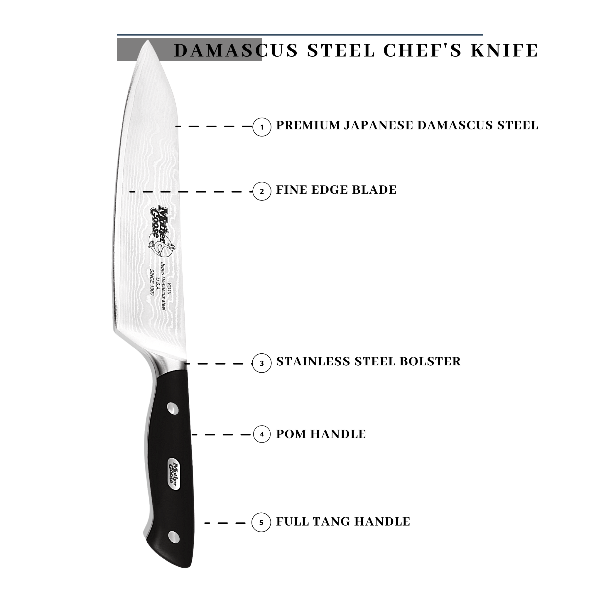 DAMASCUS STEEL CHEF'S KNIFE 8 INCH