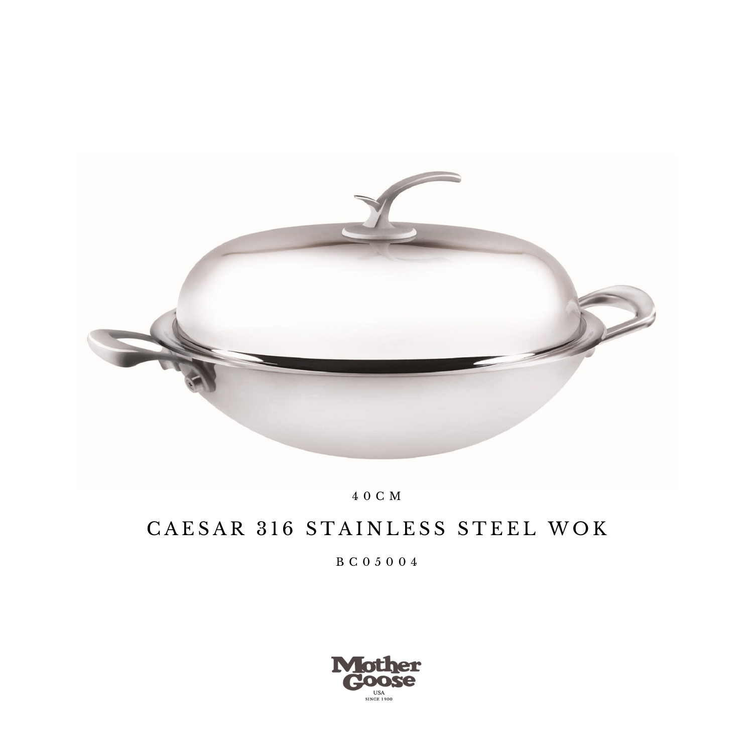 CAESAR 316 STAINLESS STEEL WOK 40CM