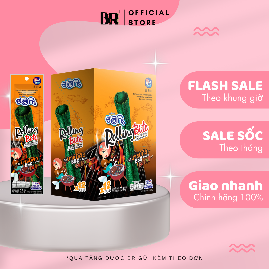 Rong Biển Cuộn Nướng Giòn Seleco Rolling Bite 2.8g 12+1 (Gói) - Lốc