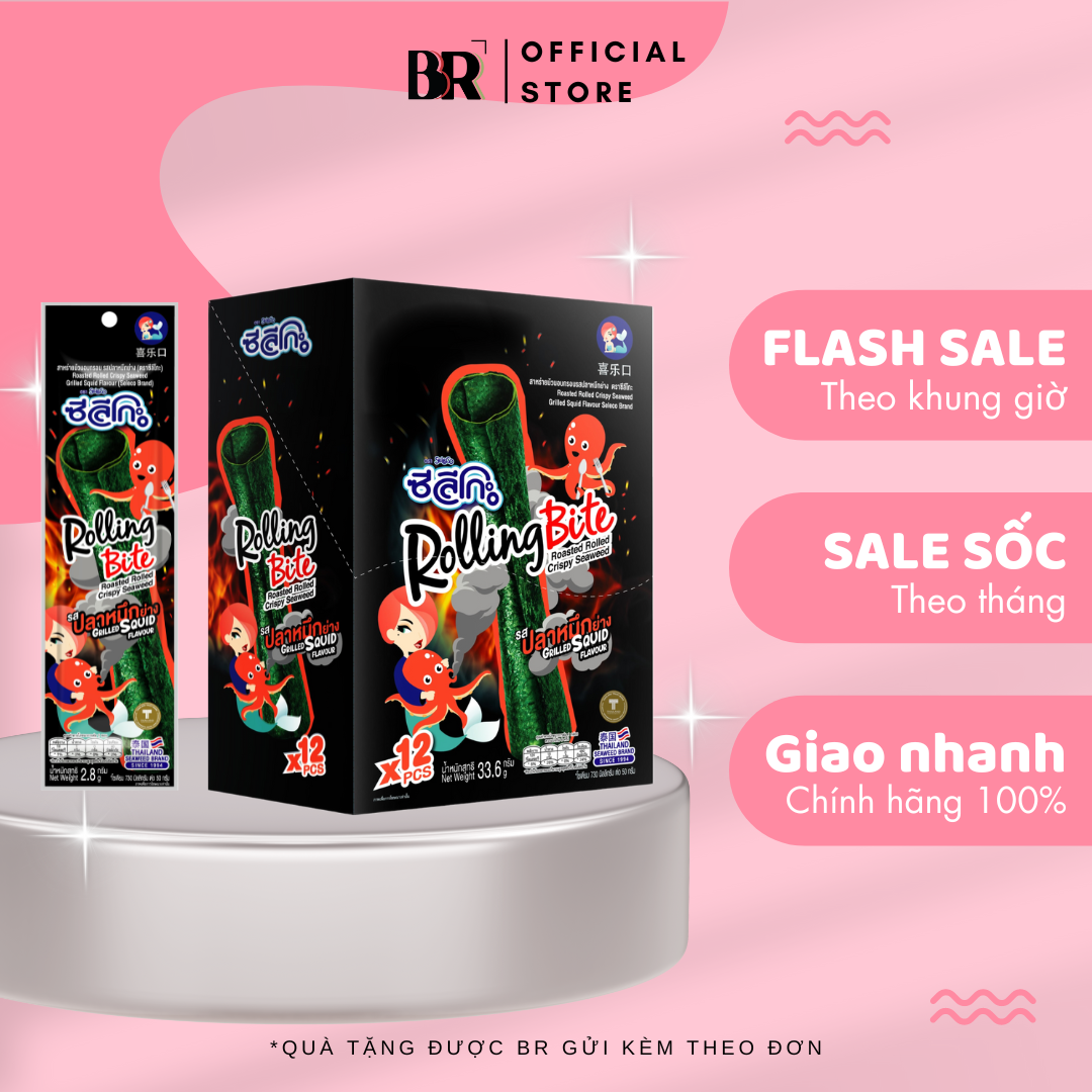 Rong Biển Cuộn Nướng Giòn Seleco Rolling Bite 2.8g 12+1 (Gói) - Lốc