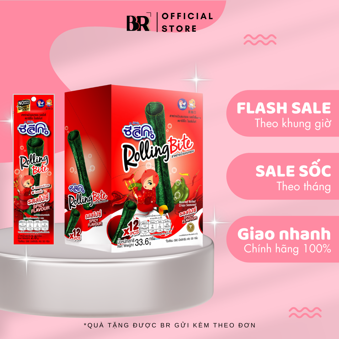 Rong Biển Cuộn Nướng Giòn Seleco Rolling Bite 2.8g 12+1 (Gói) - Lốc