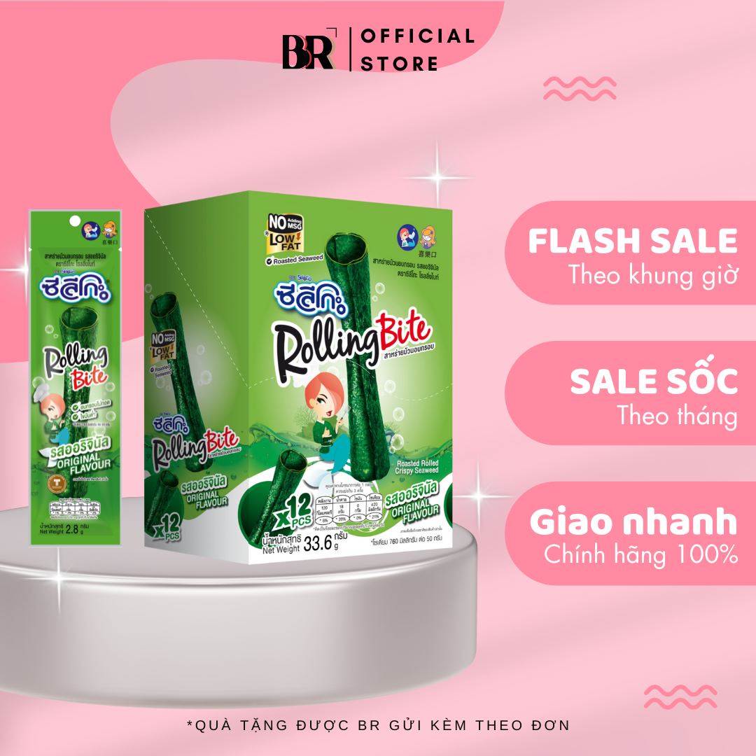 Rong Biển Cuộn Nướng Giòn Seleco Rolling Bite 2.8g 12+1 (Gói) - Lốc