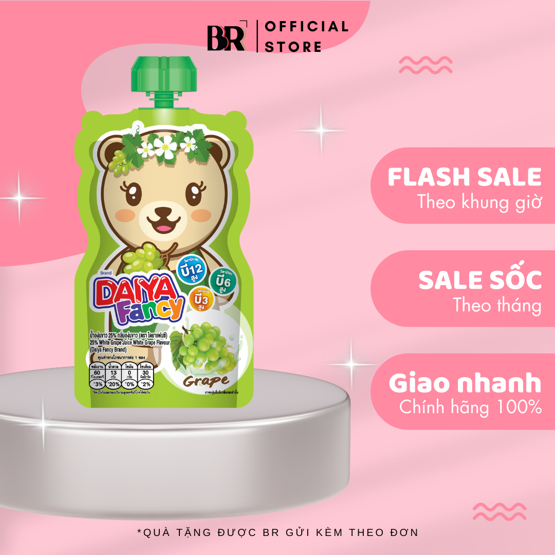 TPBS : Nước Uống 25% Nước Ép Nho Trắng Hiệu Daiya Fancy 150ml VN (Hộp 12)