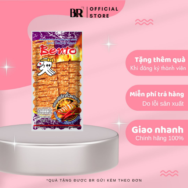 Snack Mực Hải Sản Vị Mực Nướng Sốt Ớt Bento 18g (Tím)