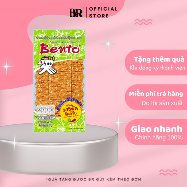 Snack Mực Tẩm Gia Vị Hải Sản Siêu Cay Bento (X.Lá) SKU: SNNPB006P004500632