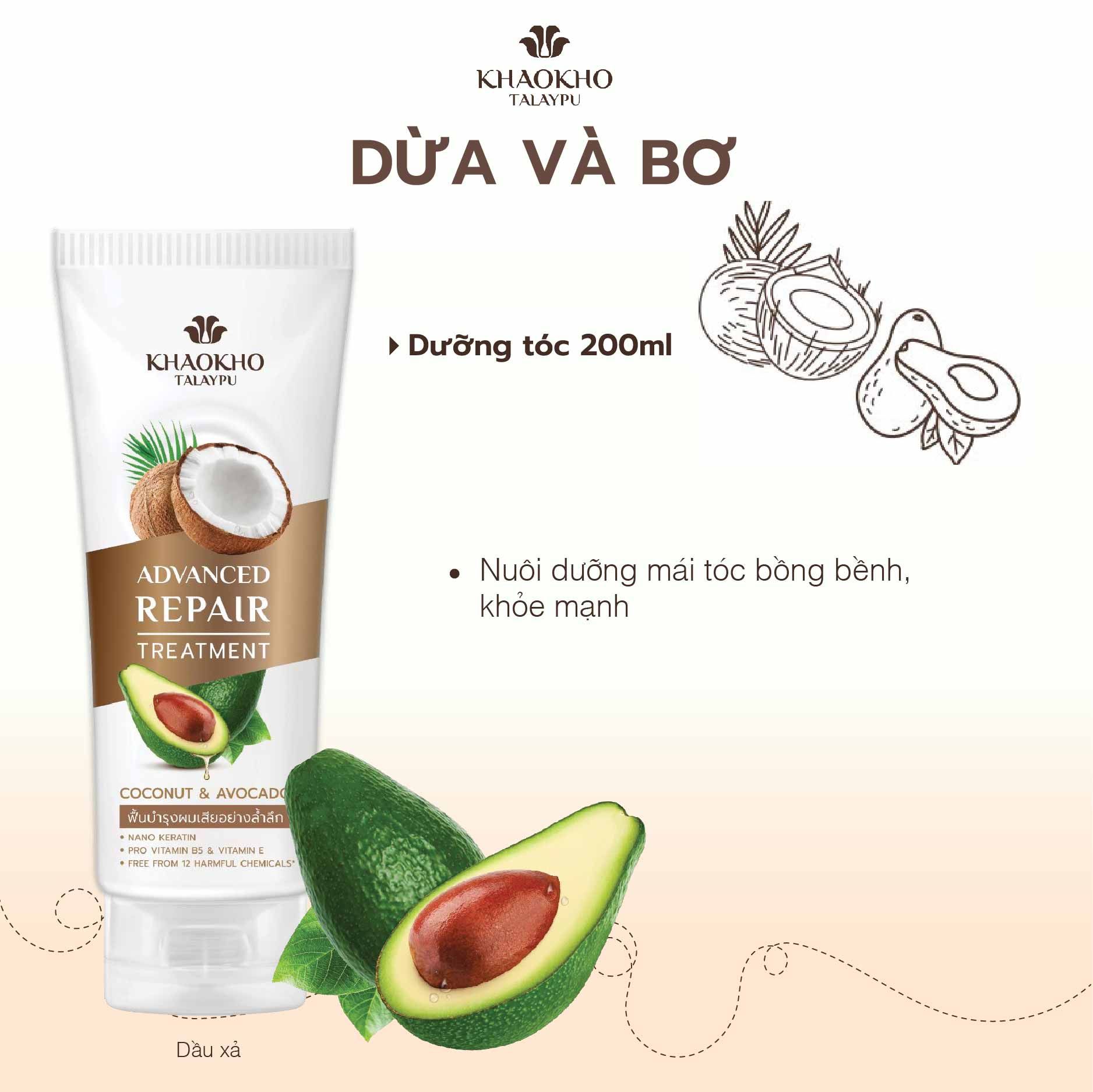 Dầu Gội Dừa Và Bơ Khaokho Talaypu 240ml