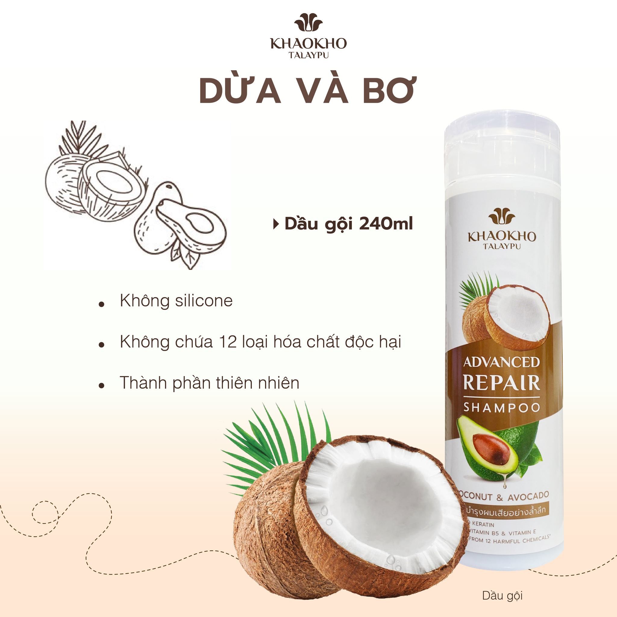 Kem Xả Dưỡng Tóc Dừa Và Bơ Khaokho Talaypu 200ml