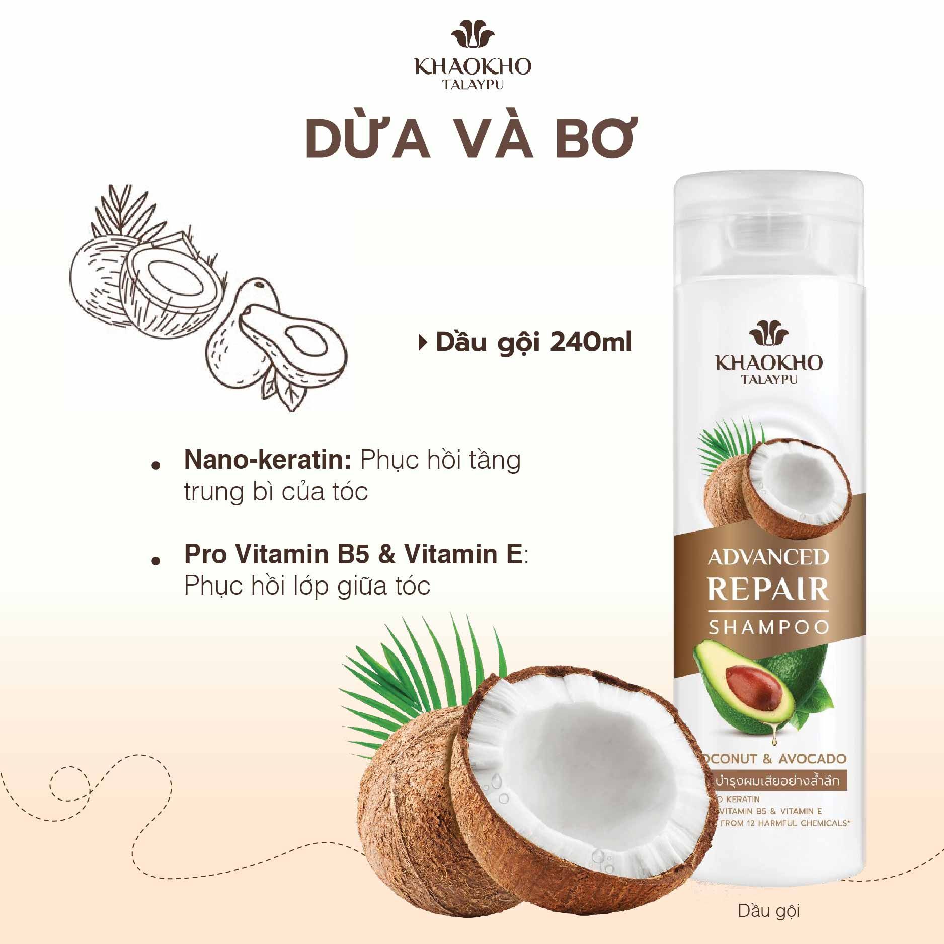 Kem Xả Dưỡng Tóc Dừa Và Bơ Khaokho Talaypu 200ml