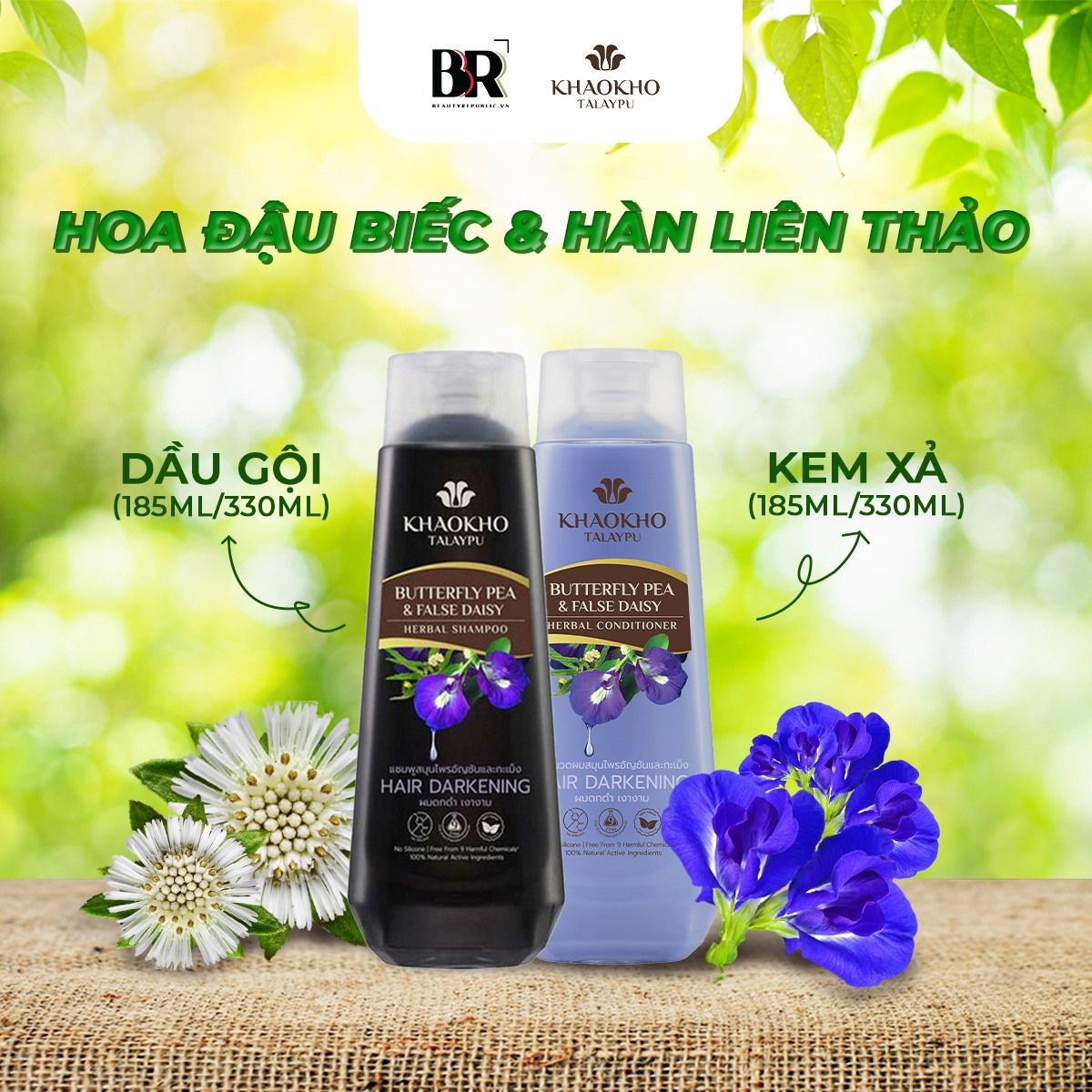 Dầu Xả Thảo Dược Hoa Đậu Biếc Và Hàn Liên Thảo Khaokho Talaypu 185ml