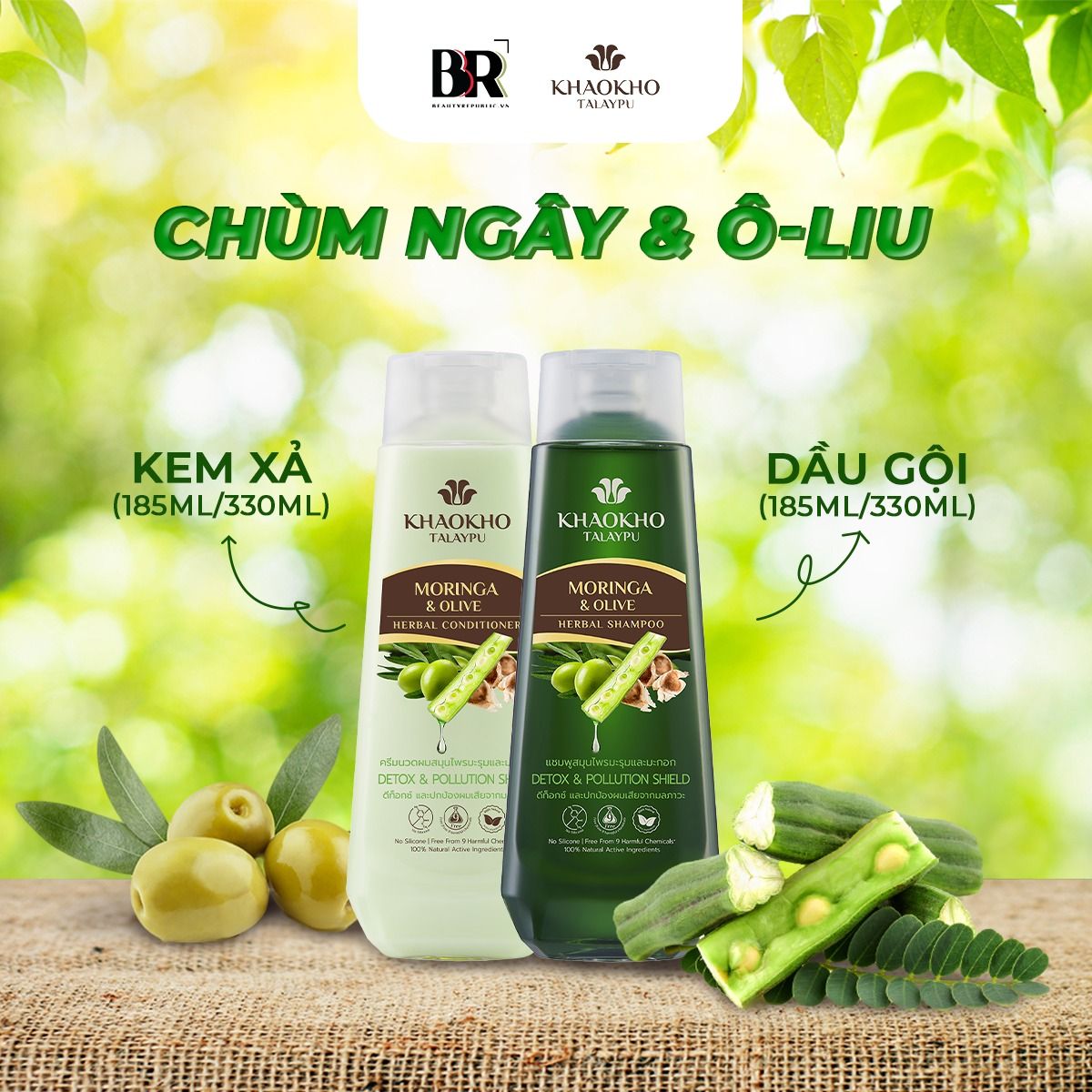 Dầu Xả Thảo Dược Chùm Ngây Và Ô-liu Khaokho Talaypu 330ml