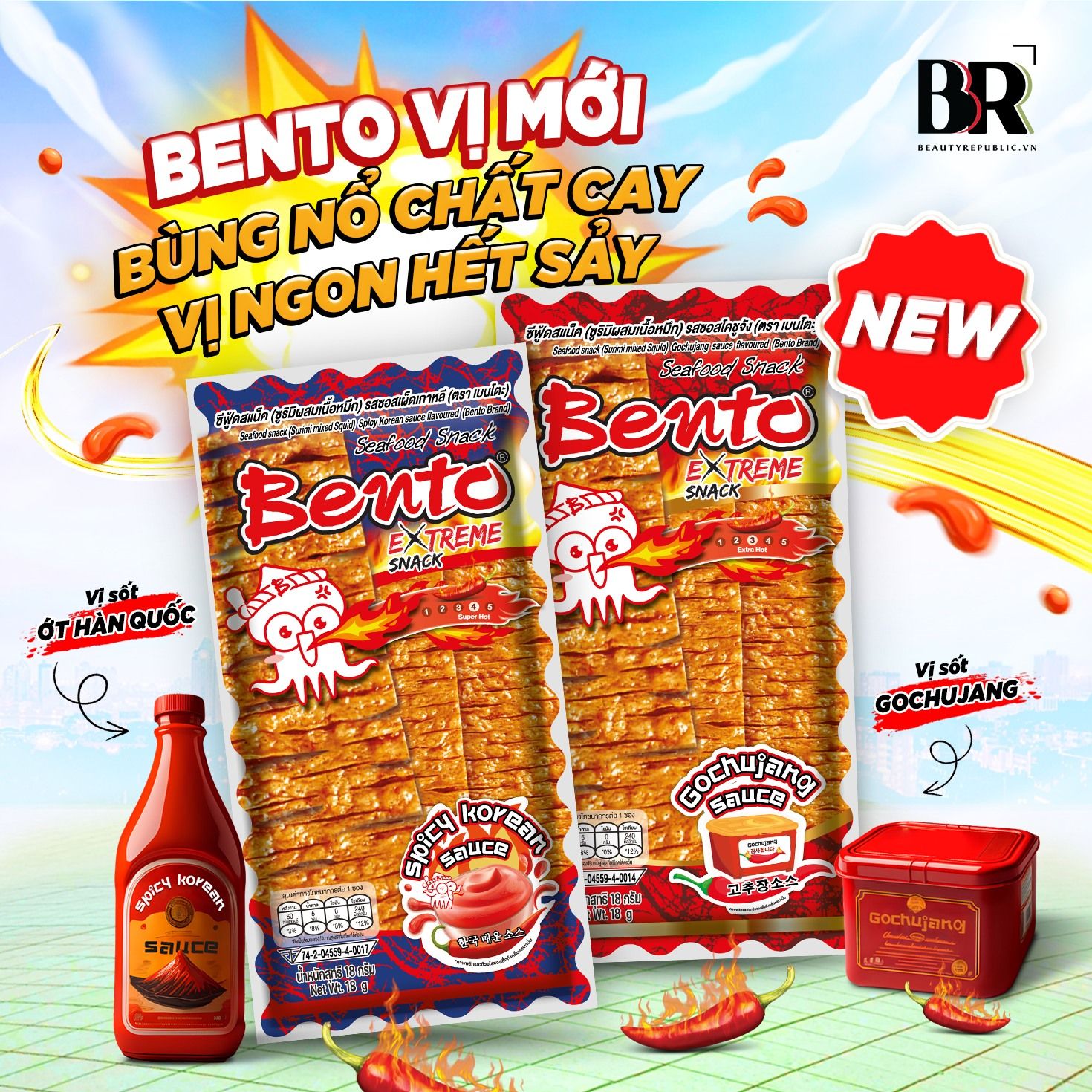 Snack Hải Sản Vị Sốt Gochujang Hiệu Bento 18g