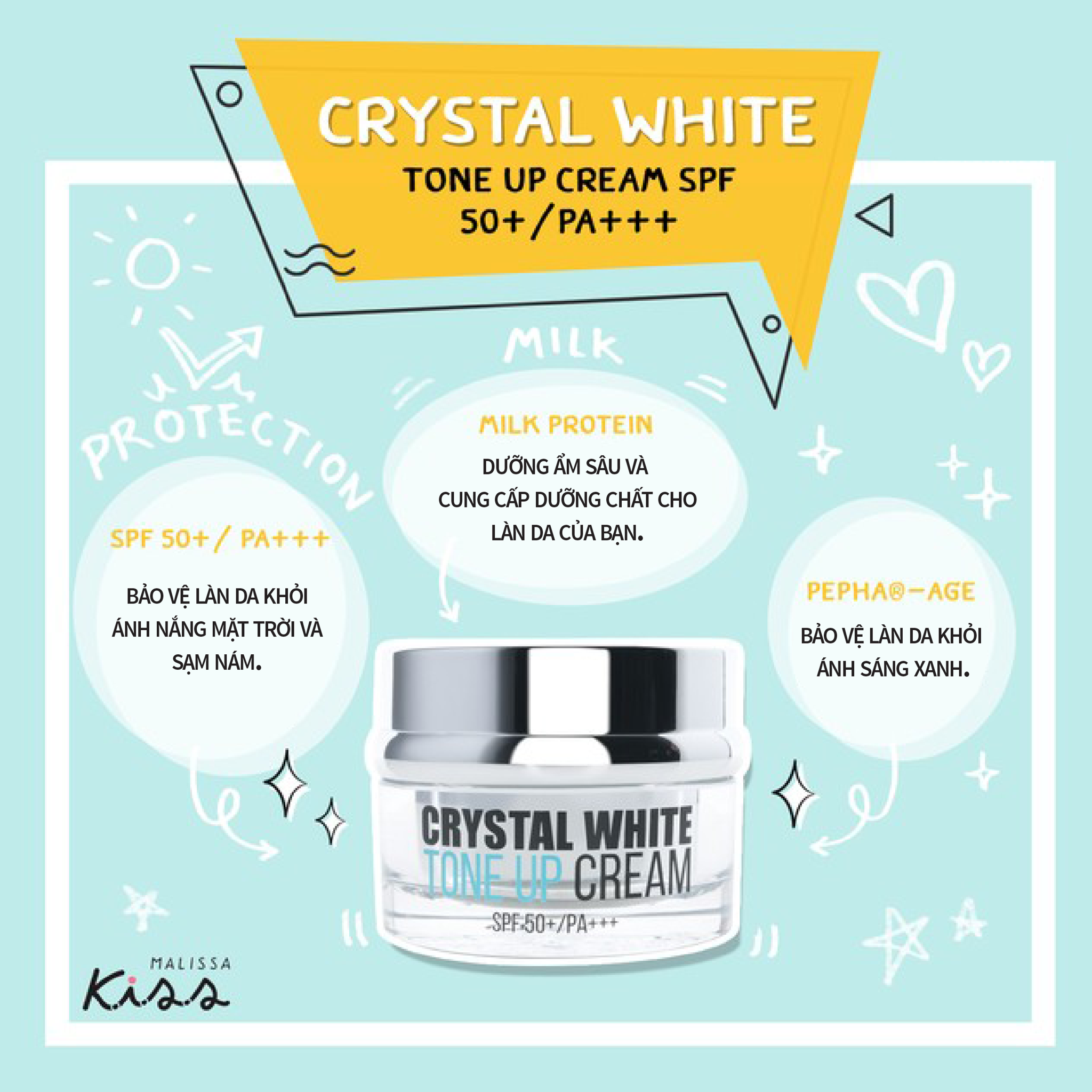 Kem Trắng Sáng Da Chống Nắng Crystal White SPF 50+ 30g