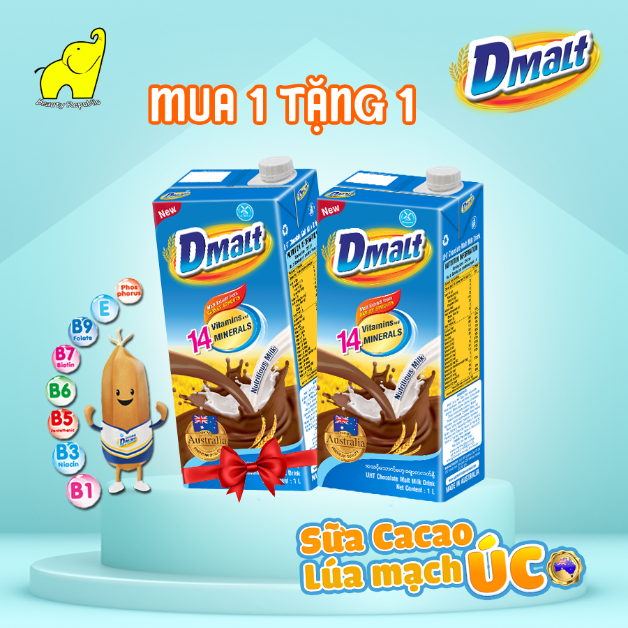 Thức Uống Lúa Mạch Dutch Mill Dmalt Socola 1L (Mua 1 Tặng 1)