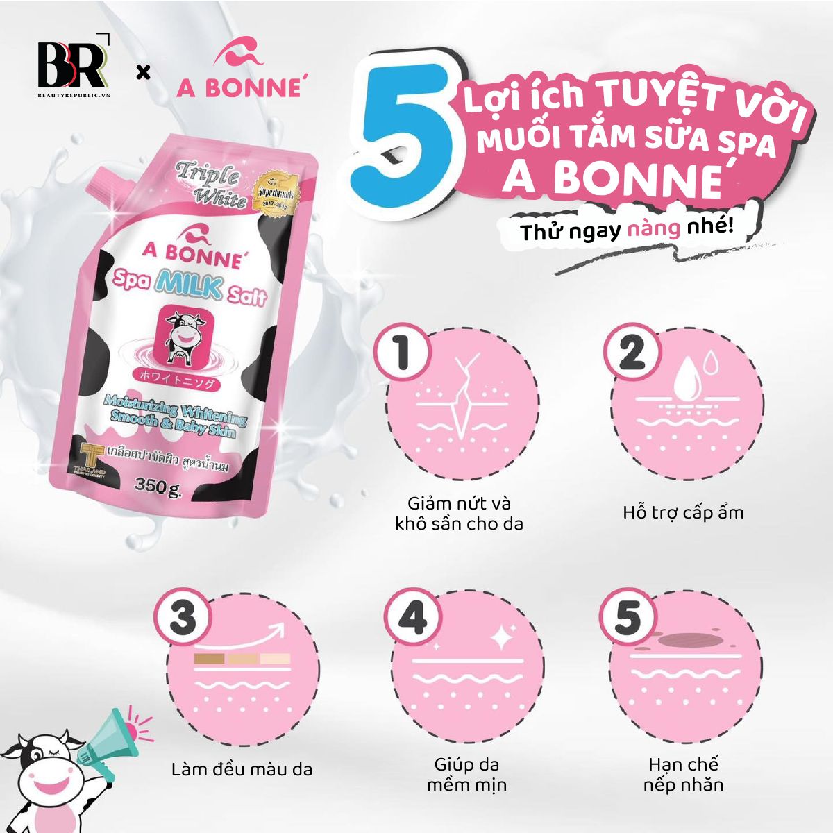 Muối Tắm Sữa Spa A Bonne' 350g (Có Vòi)