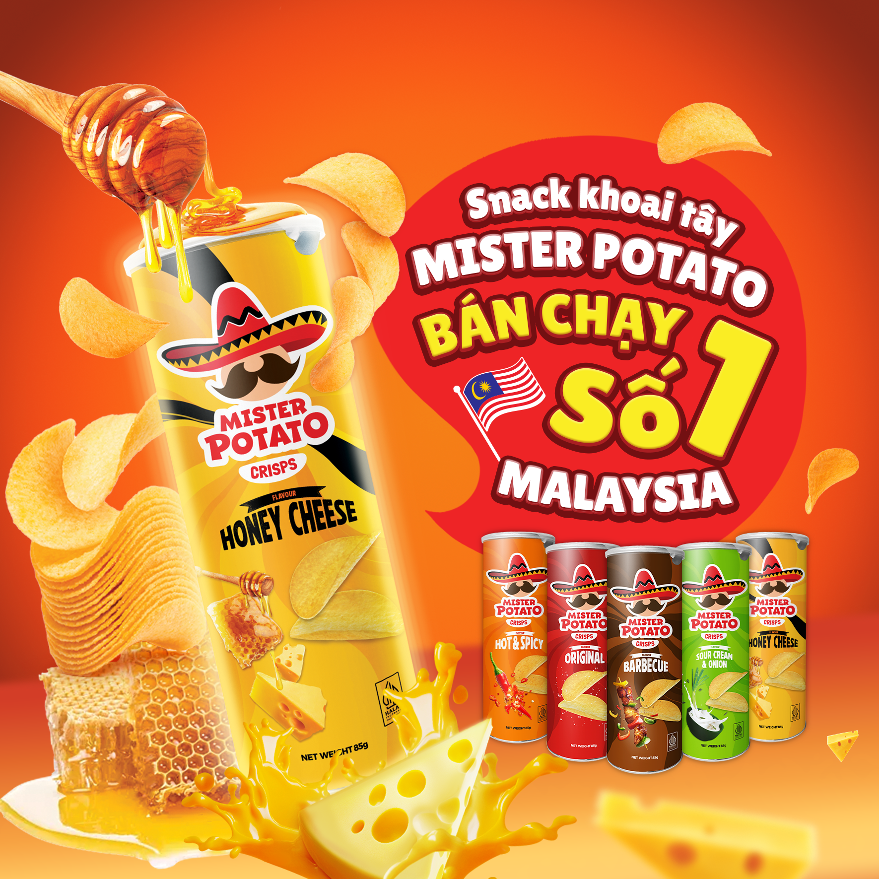 Snack Khoai Tây Mr. Potato Crisps 85g