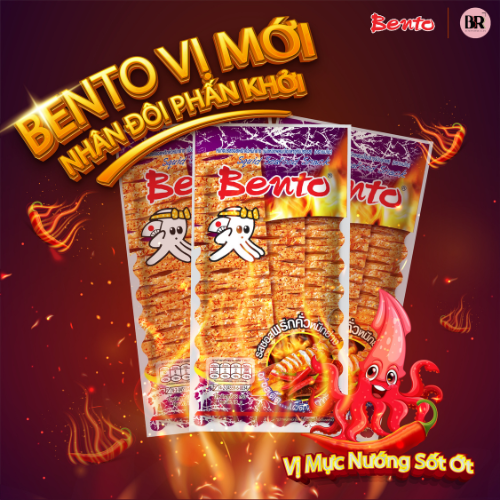 Snack Mực Hải Sản Vị Mực Nướng Sốt Ớt Bento 18g (Tím)