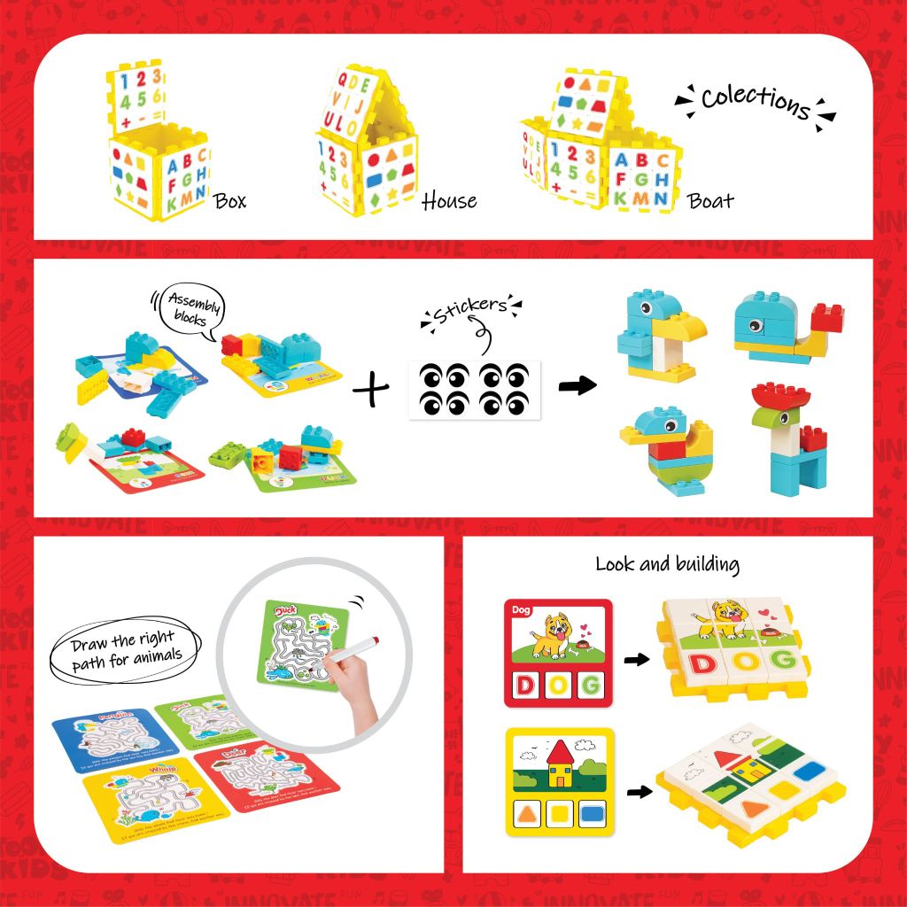 ĐỒ CHƠI TOONYKIDS BỘ LẮP RÁP CHỮ SỐ LOGIC SÁNG TẠO CHO BÉ - LOGICAL BUILDER - TN00122