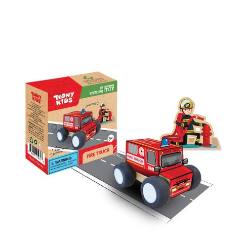 BỘ ĐỒ CHƠI DIY - SIÊU XE TÁI CHẾ - ROAD TRANSPORT FIRE TRUCK