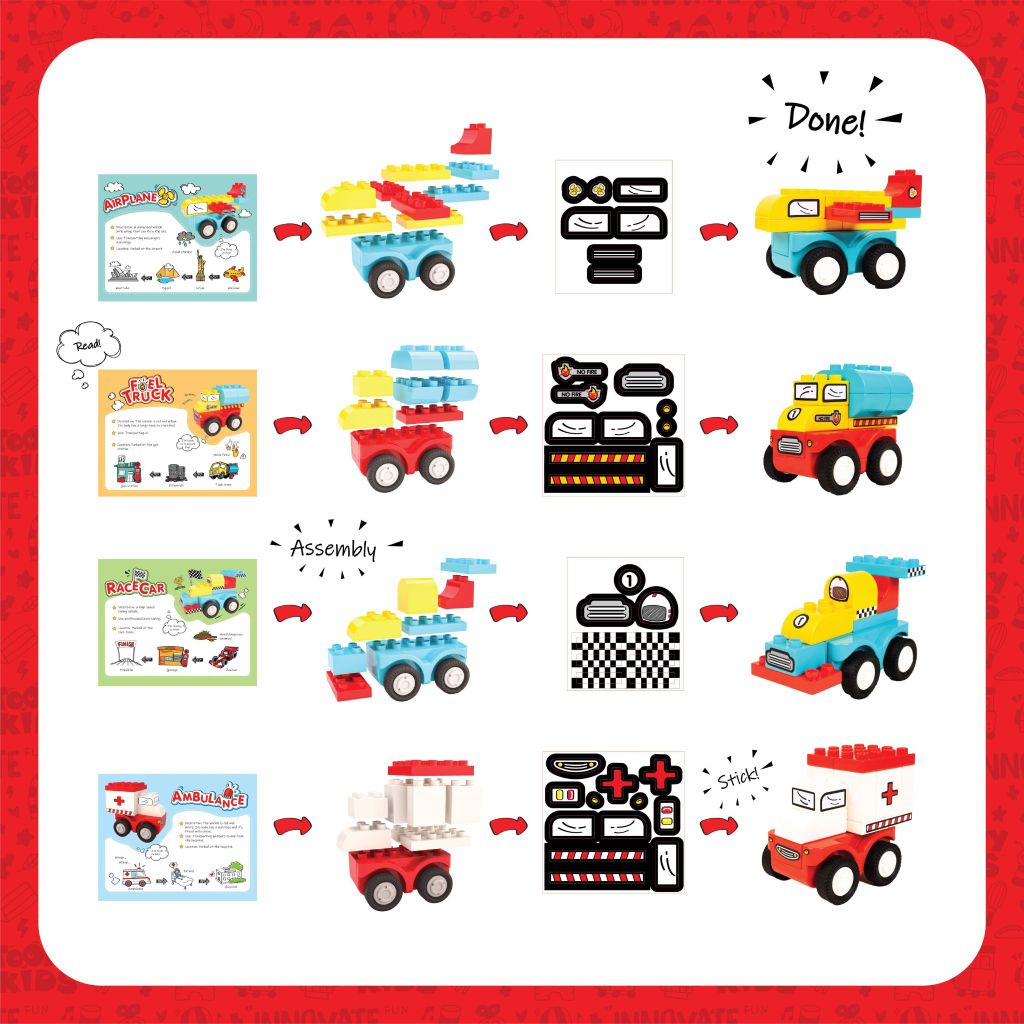 ĐỒ CHƠI TOONYKIDS BỘ XE HƠI LẮP RÁP SÁNG TẠO THEO CHỦ ĐỀ - CREATOR VEHICLE - TN00322