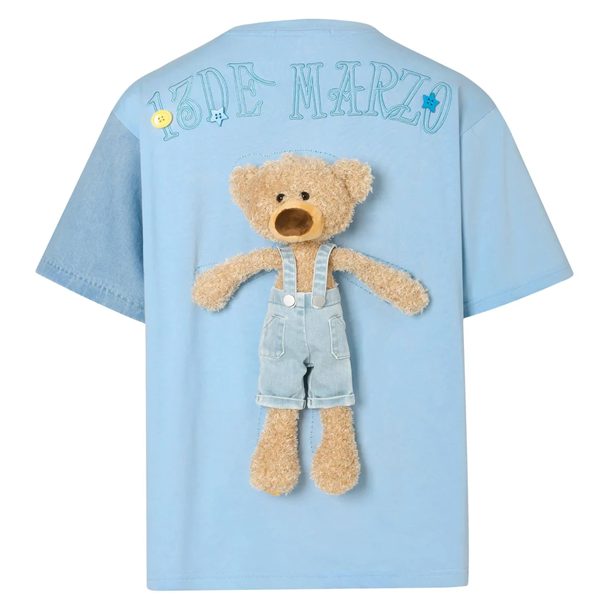 13DE MARZO TEE - Áo Thun Pop Mart Parda Bear Denim Patchwork (Blue) Best Quality