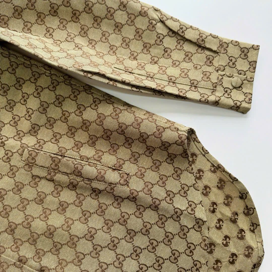 ÁO SƠ MI GUCCI GC CANVAS GG CAMEL JACKET SHIRT (BROWN)