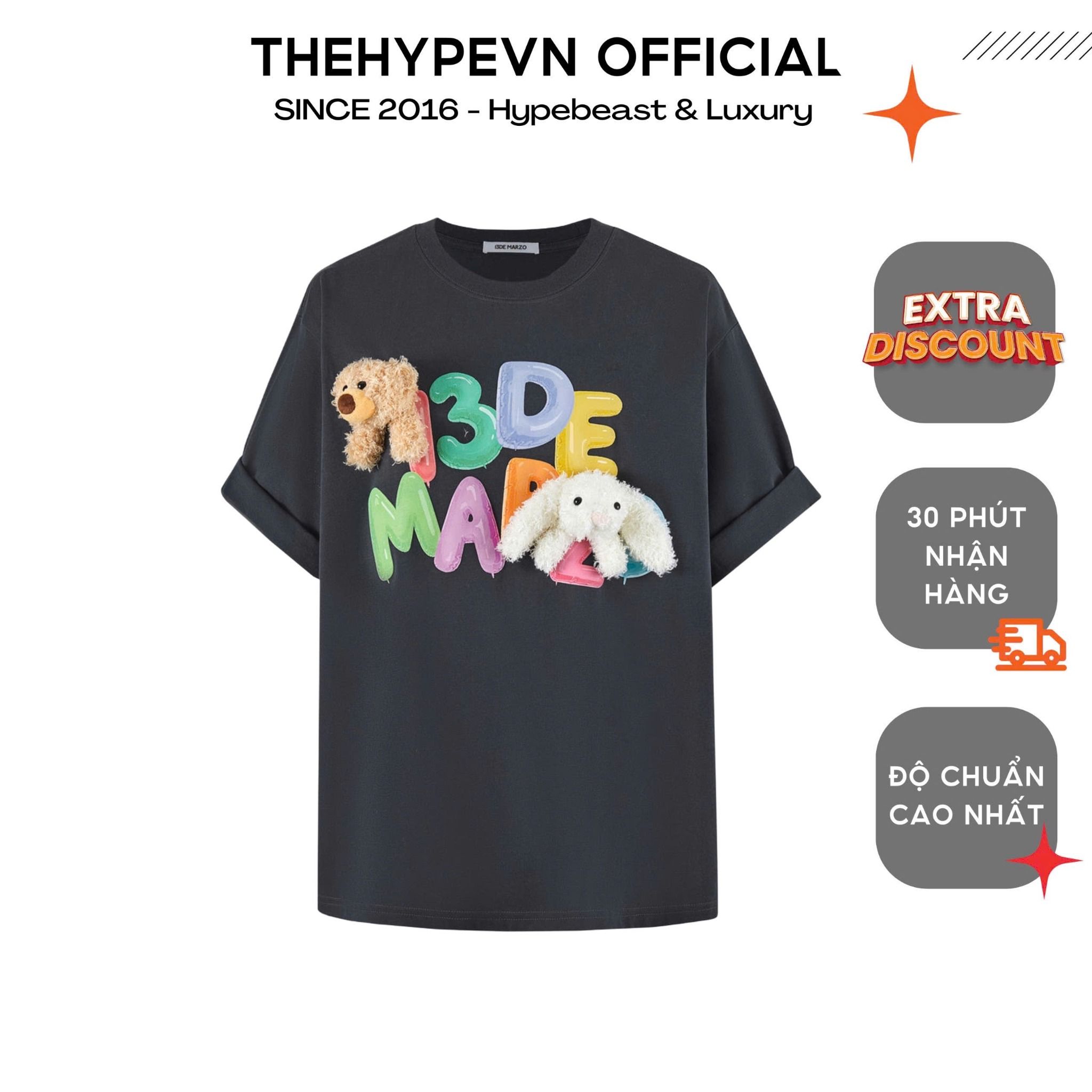 13DE MARZO TEE - Áo Thun DOOZOO BALLOON (Grey) Best Quality