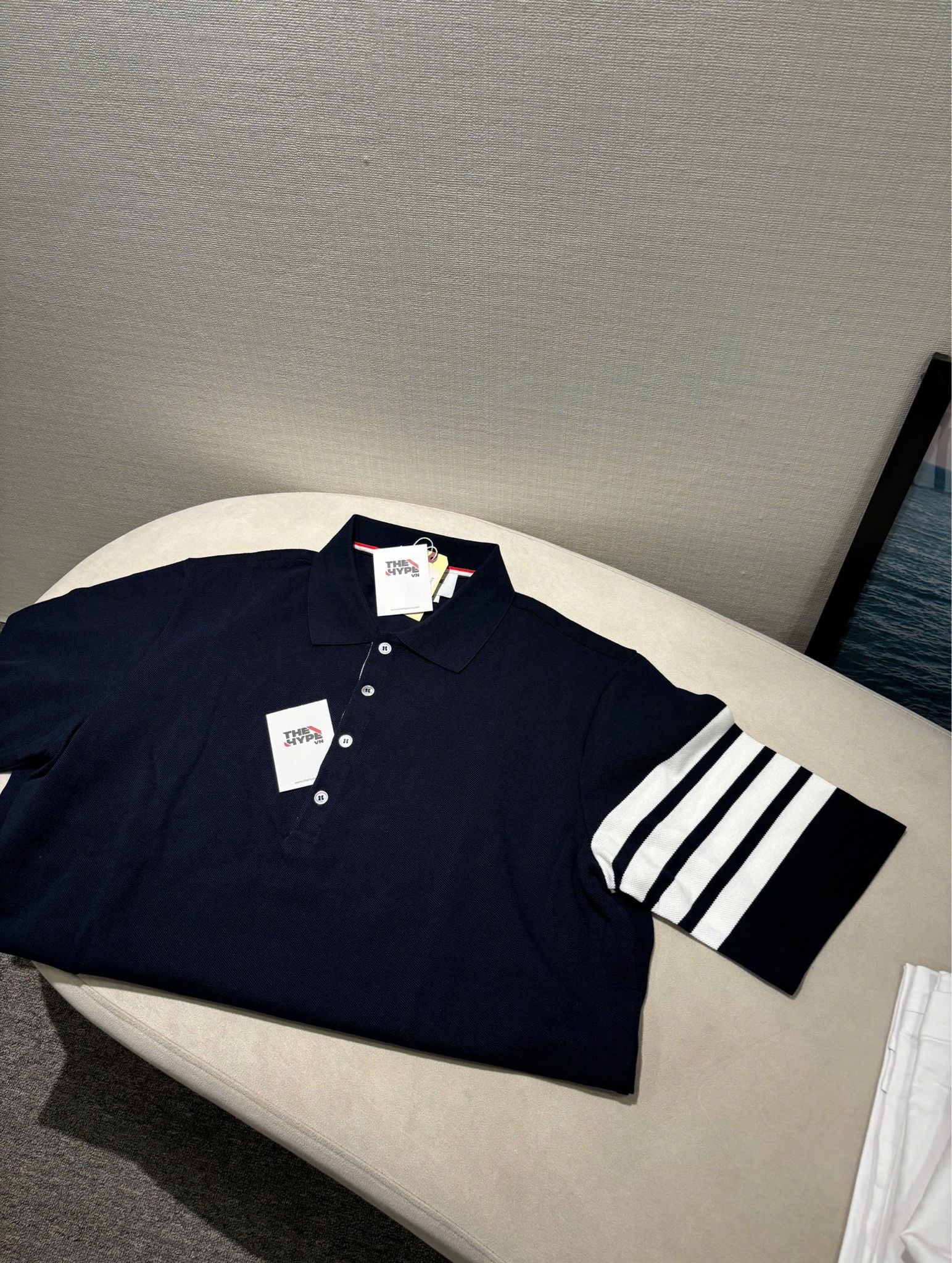 ÁO POLO THOM BROWNE 4 BAR STRIPE (NAVY)