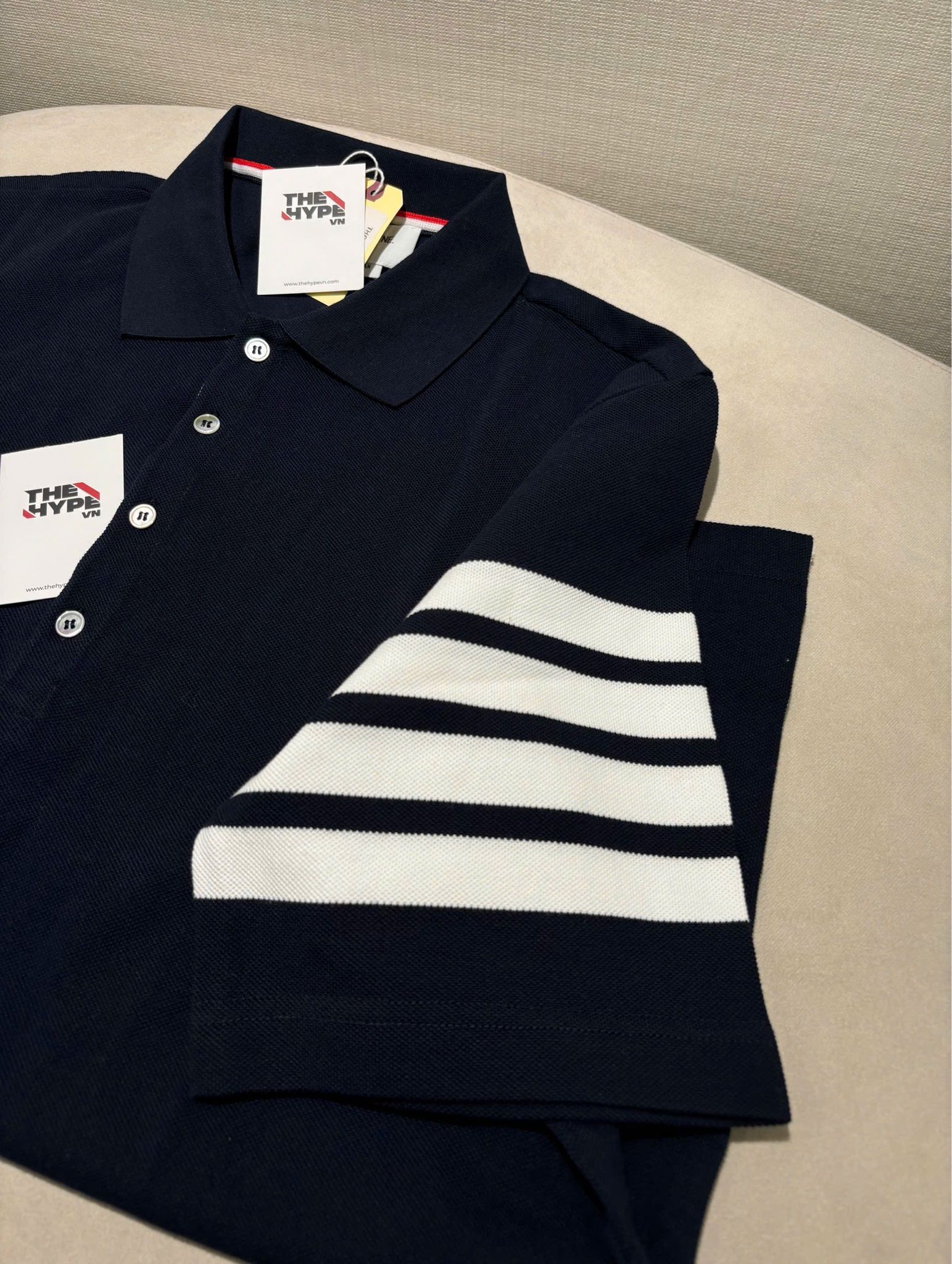 ÁO POLO THOM BROWNE 4 BAR STRIPE (NAVY)