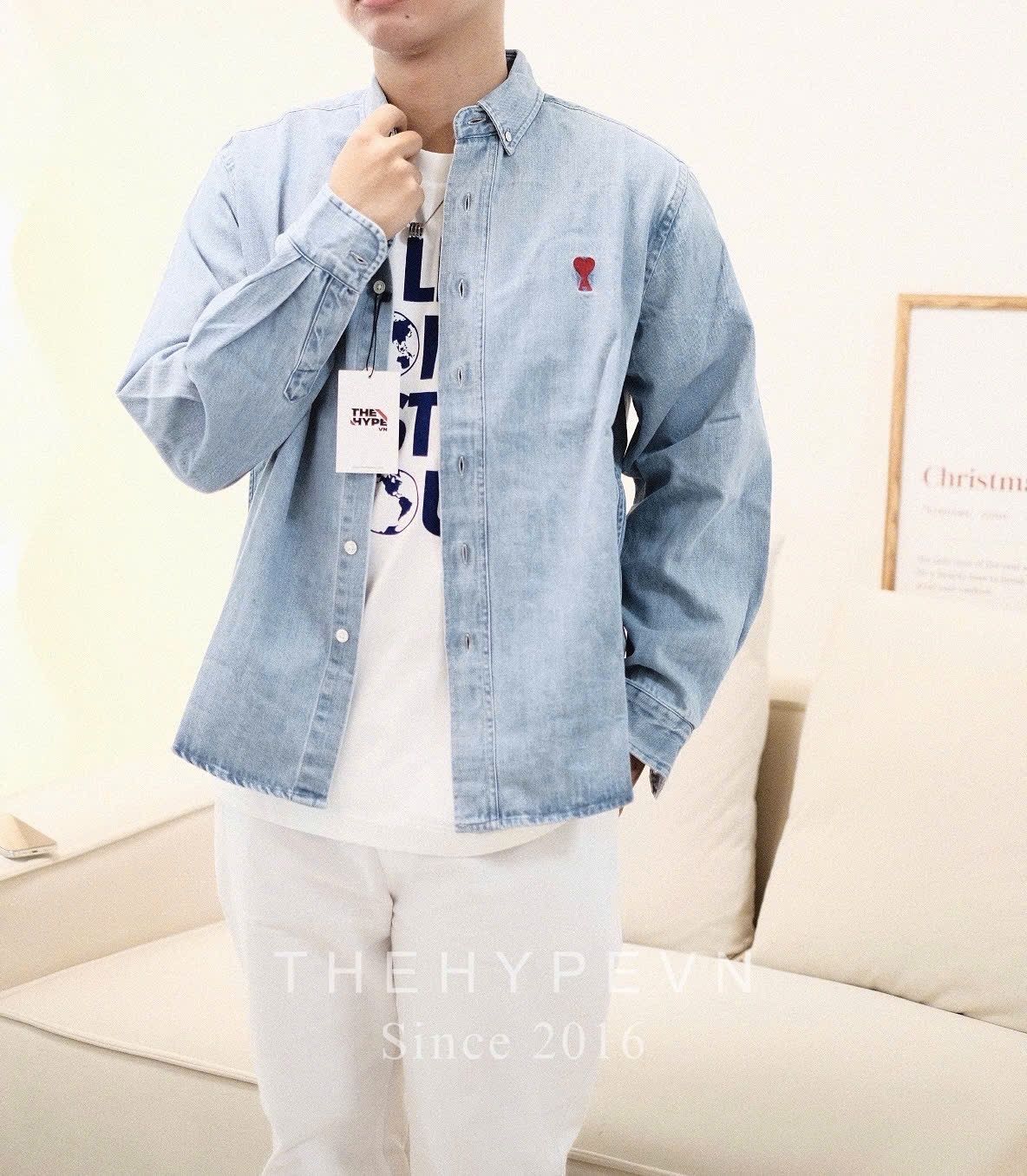 ÁO SƠ MI AMI PARIS CHEMISE HEART (BLUE DENIM)