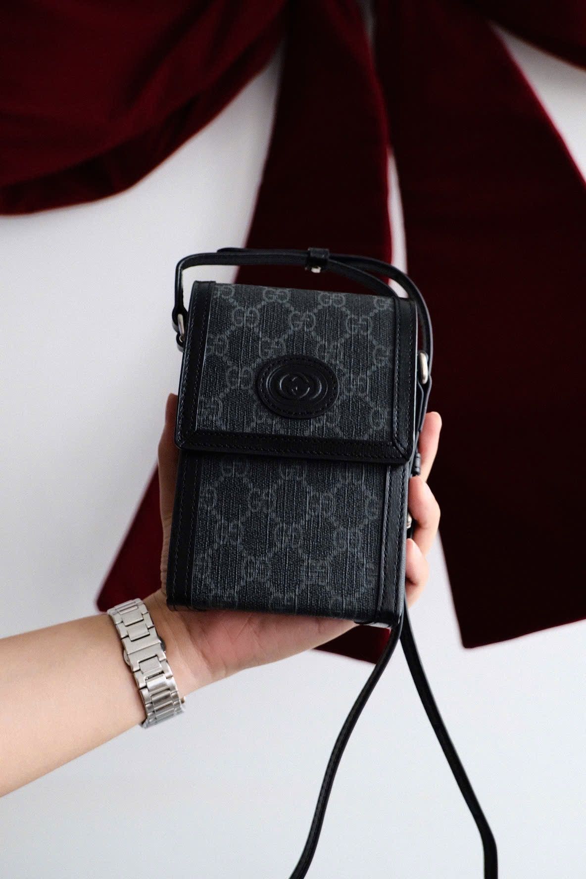 TÚI GUCCI GC HORSEBIT 1955 PHONE BAG RETRO (BLACK)